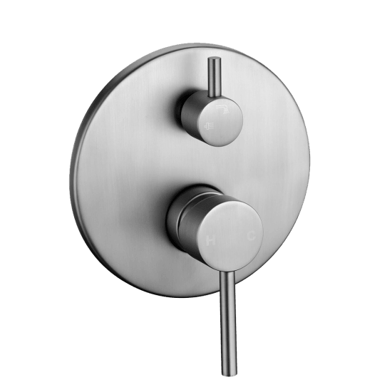 LUCID PIN Round Brushed Nickel Shower/Bath Mixer Diverter(color up) - Living and Bathroom