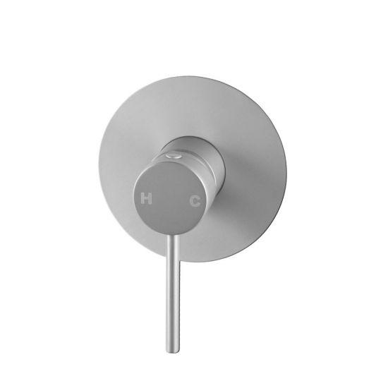 LUCID PIN Brushed Nickel Round Shower Mixer (80mm Cover Plate)(color up) - Living and Bathroom