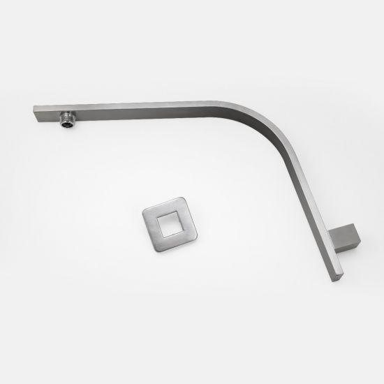 Square Brushed Nickel Gooseneck Wall Shower Arm - Living and Bathroom