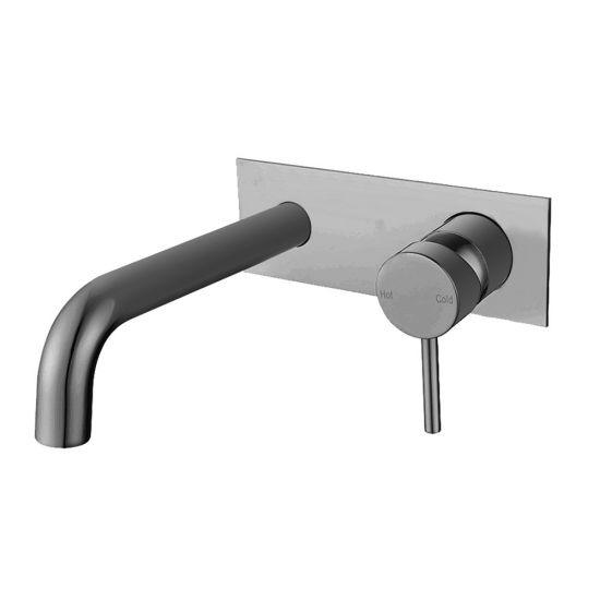 LUCID PIN Series Brushed Nickel Wall Mixer With Round Spout - Living and Bathroom