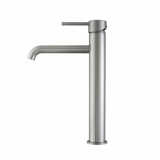 LUCID PIN Series Round Brushed Nickel Tall Basin Mixer - Living and Bathroom