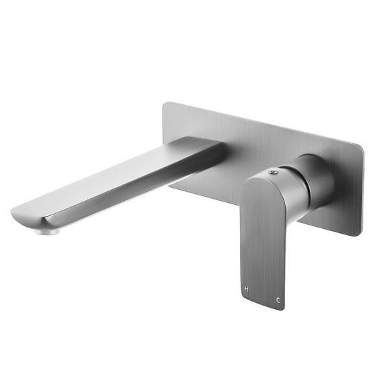 VOG Series Brushed Nickel Bathtub/Basin Wall Mixer With Spout(color up) - Living and Bathroom