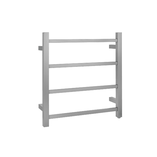 Square Brushed Nickel Electric Heated Towel Rack 4 Bars - Living and Bathroom