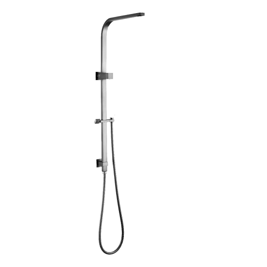 Square Brushed Nickel Shower Station without Shower Head and Handheld Shower - Living and Bathroom