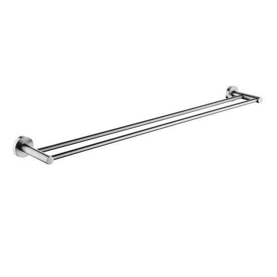 LUCID PIN Series Round Brushed Nickel Double Towel Rack Rail 800mm - Living and Bathroom