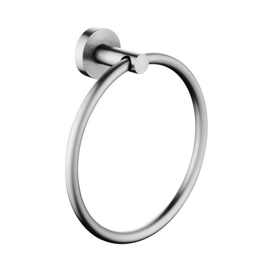 LUCID PIN Round Brushed Nickel Hand Towel Ring - Living and Bathroom
