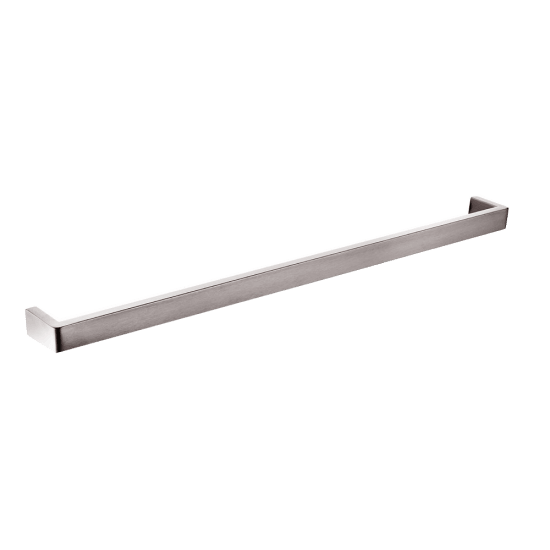IVANO Series Square Brushed Nickel Single Towel Rail 800mm - Living and Bathroom