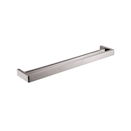 IVANO Series Square Brushed Nickel Double Towel Rail 600mm - Living and Bathroom