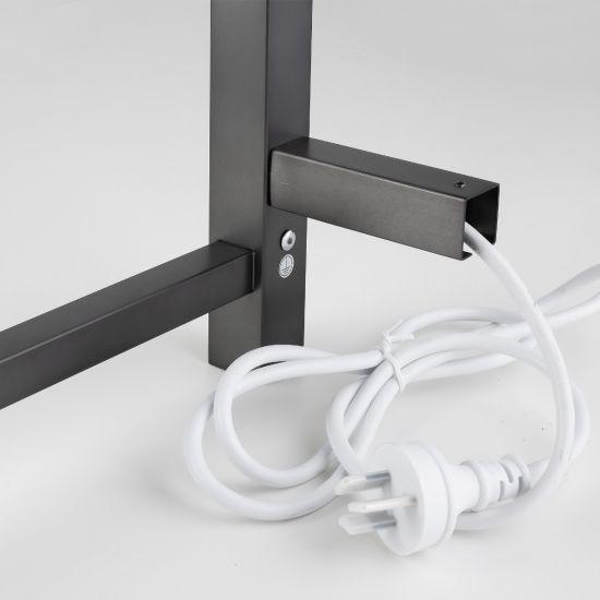 Brushed Gun Metal Grey Square Electric Heated Towel Rack 6 Bars - Living and Bathroom