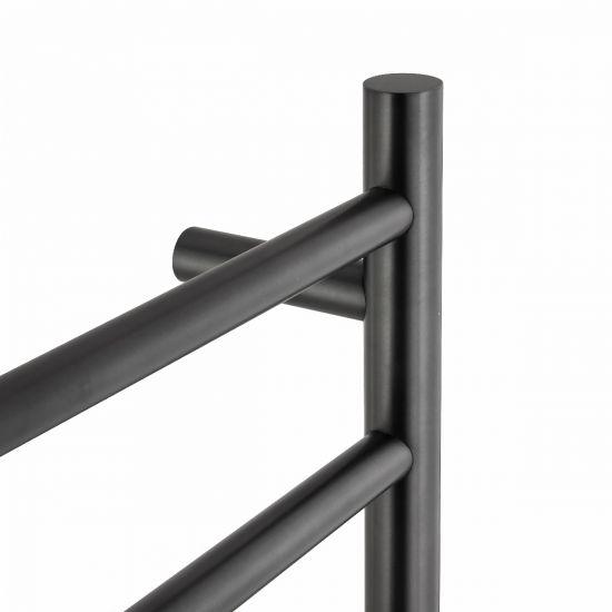 Brushed Gun Metal Grey Round Electric Heated Towel Rack 4 Bars - Living and Bathroom