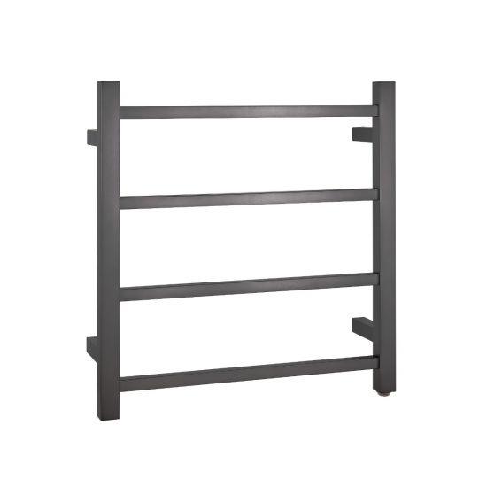 Brushed Gun Metal Grey Square Electric Heated Towel Rack 4 Bars - Living and Bathroom