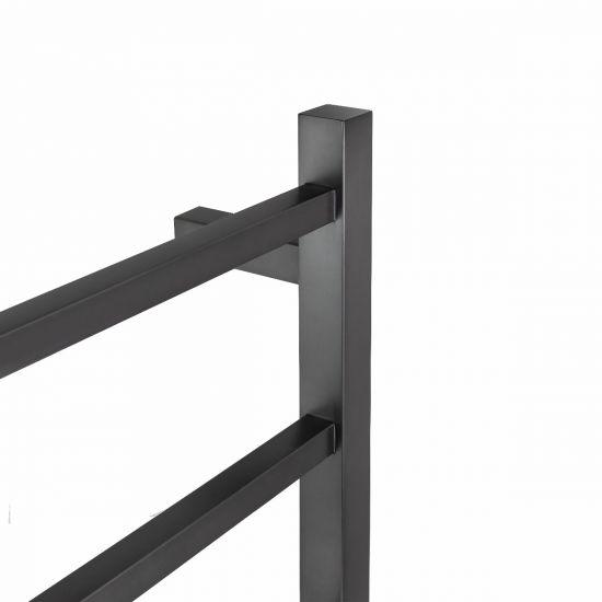 Brushed Gun Metal Grey Square Electric Heated Towel Rack 4 Bars - Living and Bathroom