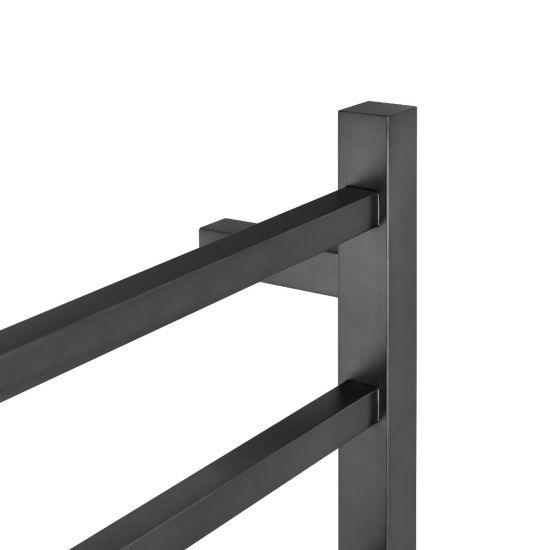 Brushed Gun Metal Grey Square Electric Heated Towel Rack 6 Bars - Living and Bathroom
