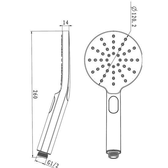 Round 3 Functions Brushed Brass Hand Shower Spray - Living and Bathroom