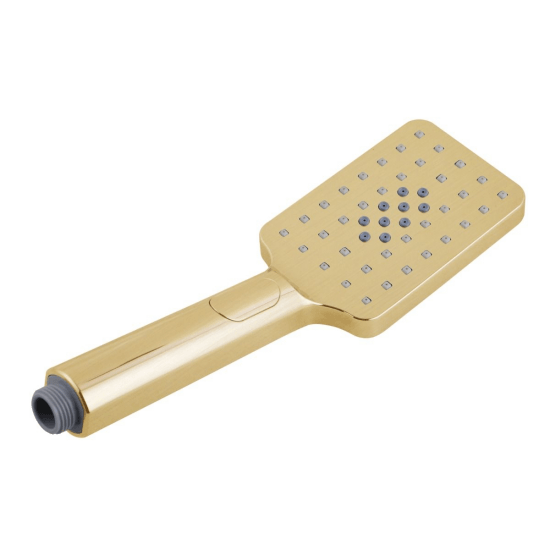 Square 3 Functions Brushed Brass Rainfall Handheld Shower Head - Living and Bathroom
