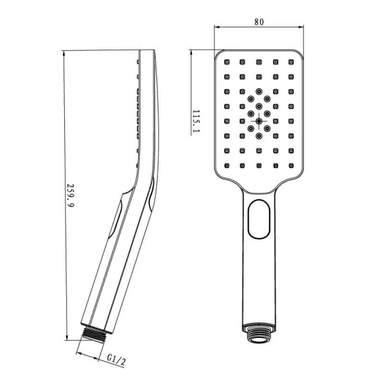 Square 3 Functions Brushed Brass Rainfall Handheld Shower Head - Living and Bathroom