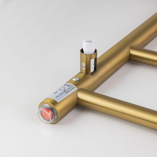 Brushed Brass Round Electric Heated Towel Rack 4 Bars - Living and Bathroom