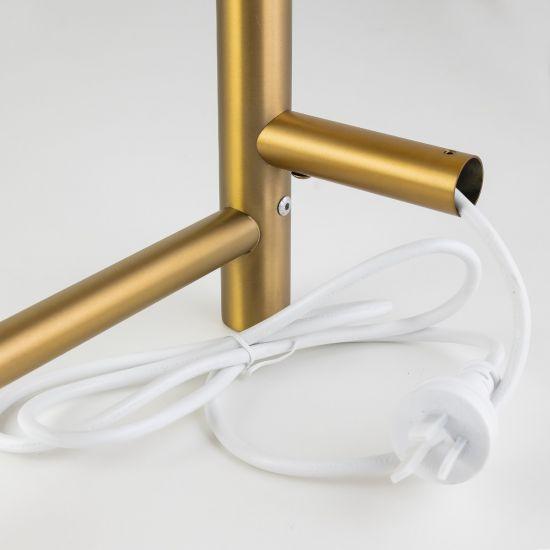Brushed Brass Round Electric Heated Towel Rack 4 Bars - Living and Bathroom