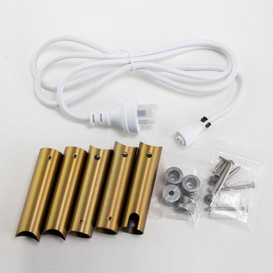 Brushed Brass Round Electric Heated Towel Rack 4 Bars - Living and Bathroom