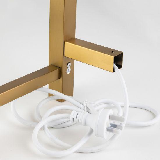 Brushed Brass Square Electric Heated Towel Rack 6 Bars - Living and Bathroom