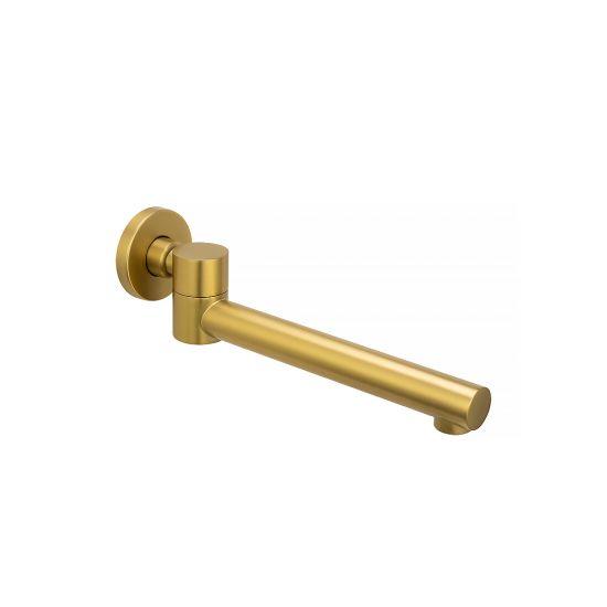 Round Brushed Brass Bathtub/Basin Swivel Wall Spout - Living and Bathroom