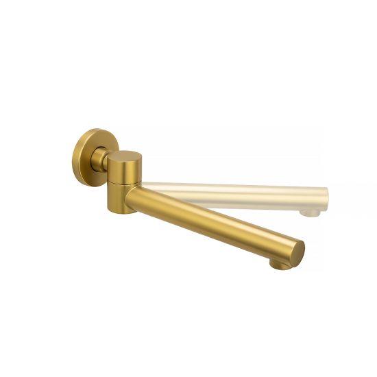 Round Brushed Brass Bathtub/Basin Swivel Wall Spout - Living and Bathroom