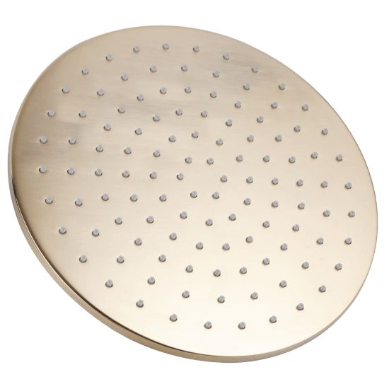 Round Brushed Brass Rainfall Shower Head 250mm - Living and Bathroom
