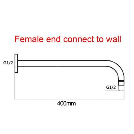 Round Brushed Brass Stainless Steel Wall Mounted Shower Arm 400mm - Living and Bathroom