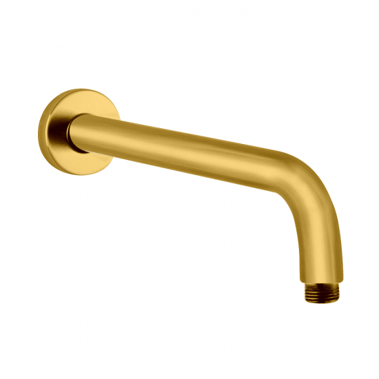 Round Brushed Brass Stainless Steel Wall Mounted Shower Arm 400mm - Living and Bathroom