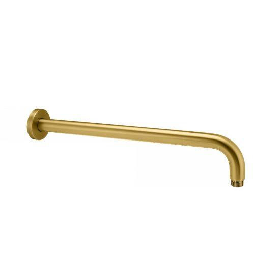 Round Brushed Brass Stainless Steel Wall Mounted Shower Arm 400mm - Living and Bathroom