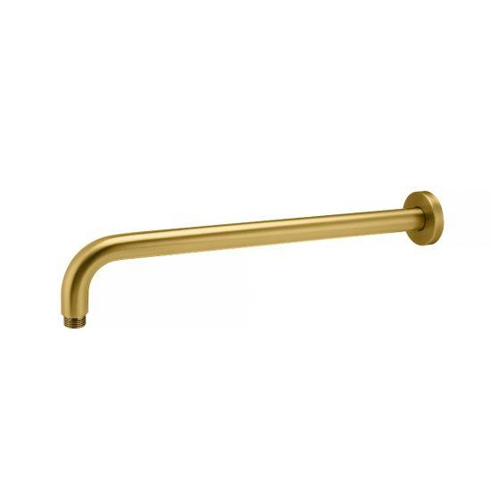 Round Brushed Brass Stainless Steel Wall Mounted Shower Arm 400mm - Living and Bathroom