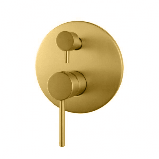 LUCID PIN Series Round Brushed Brass Shower/Bath Mixer Diverter(color up) - Living and Bathroom