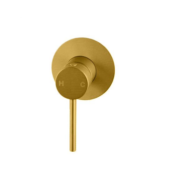 LUCID PIN Series Round Brushed Brass Shower/Bath Wall Mixer(80mm Cover Plate)(color up) - Living and Bathroom
