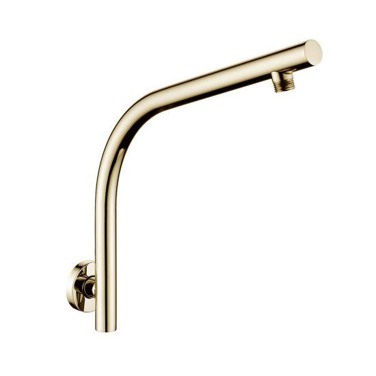 Round Brushed Brass Goose-neck Wall Mounted Shower Arm - Living and Bathroom