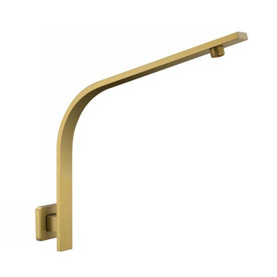 Square Brushed Brass Gooseneck Wall Shower Arm - Living and Bathroom