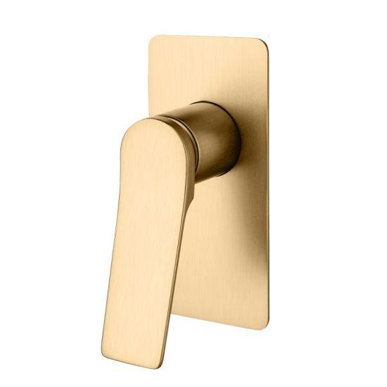 RUSHY Series Square Brushed Brass Wall Mixer With Diverter - Living and Bathroom