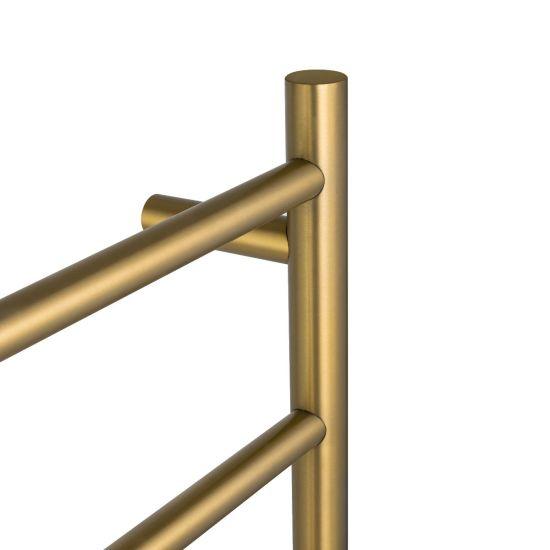 Brushed Brass Round Electric Heated Towel Rack 4 Bars - Living and Bathroom