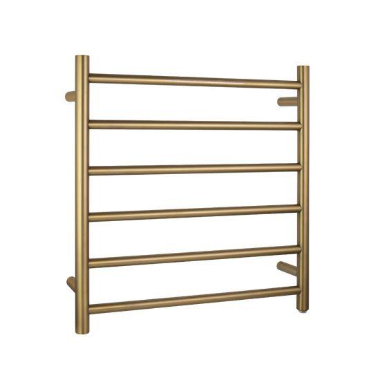 Brushed Brass Electric Heated Towel Rack 6 Bars - Living and Bathroom
