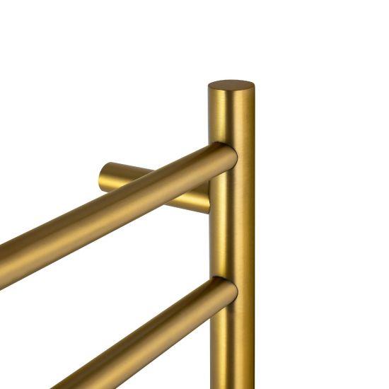 Brushed Brass Electric Heated Towel Rack 6 Bars - Living and Bathroom