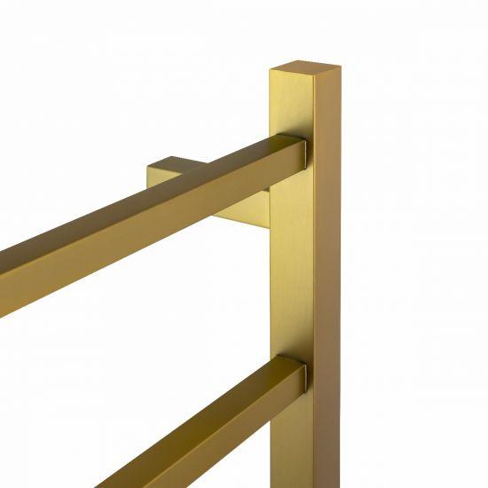 Brushed Brass Square Electric Heated Towel Rack 6 Bars - Living and Bathroom