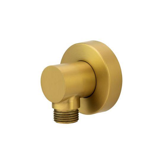 Round Brushed Brass Water Inlet Connector - Living and Bathroom