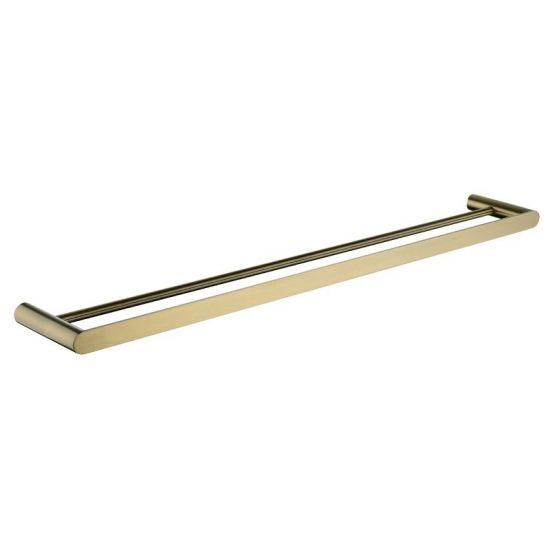 RUSHY Seris Brushed Brass Double Towel Rail 800mm - Living and Bathroom