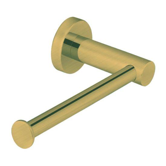 LUCID PIN Series Brushed Brass Round Stainless Steel Wall Mounted Toilet Paper Roll Holder - Living and Bathroom