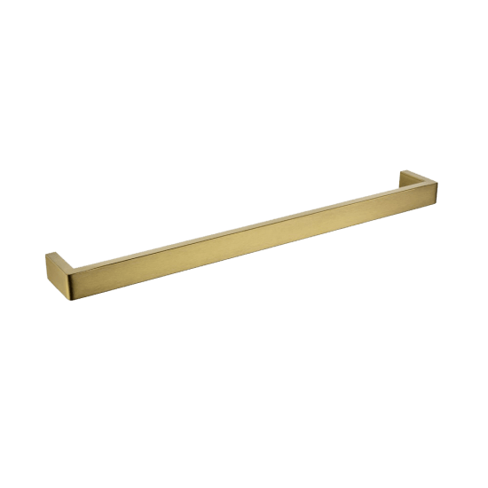 IVANO Series Square Brushed Brass Single Towel Rail 600mm - Living and Bathroom
