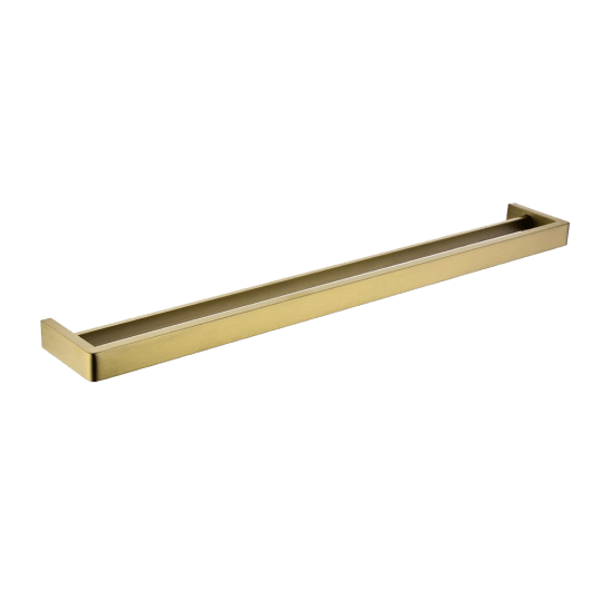 IVANO Series Square Brushed Brass Double Towel Rail 800mm - Living and Bathroom
