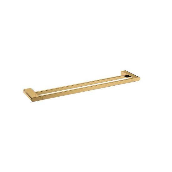 AU Series Brushed Brass Double Towel Rail 600mm - Living and Bathroom