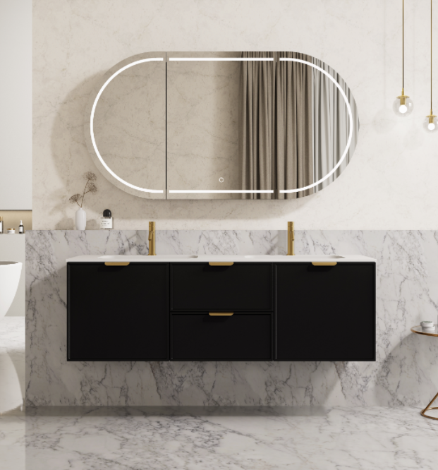 Miami PVC Waterproof Wall Hung Bathroom Vanity Matte Black