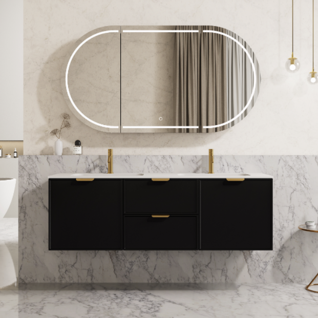 Miami PVC Waterproof Wall Hung Bathroom Vanity Matte Black