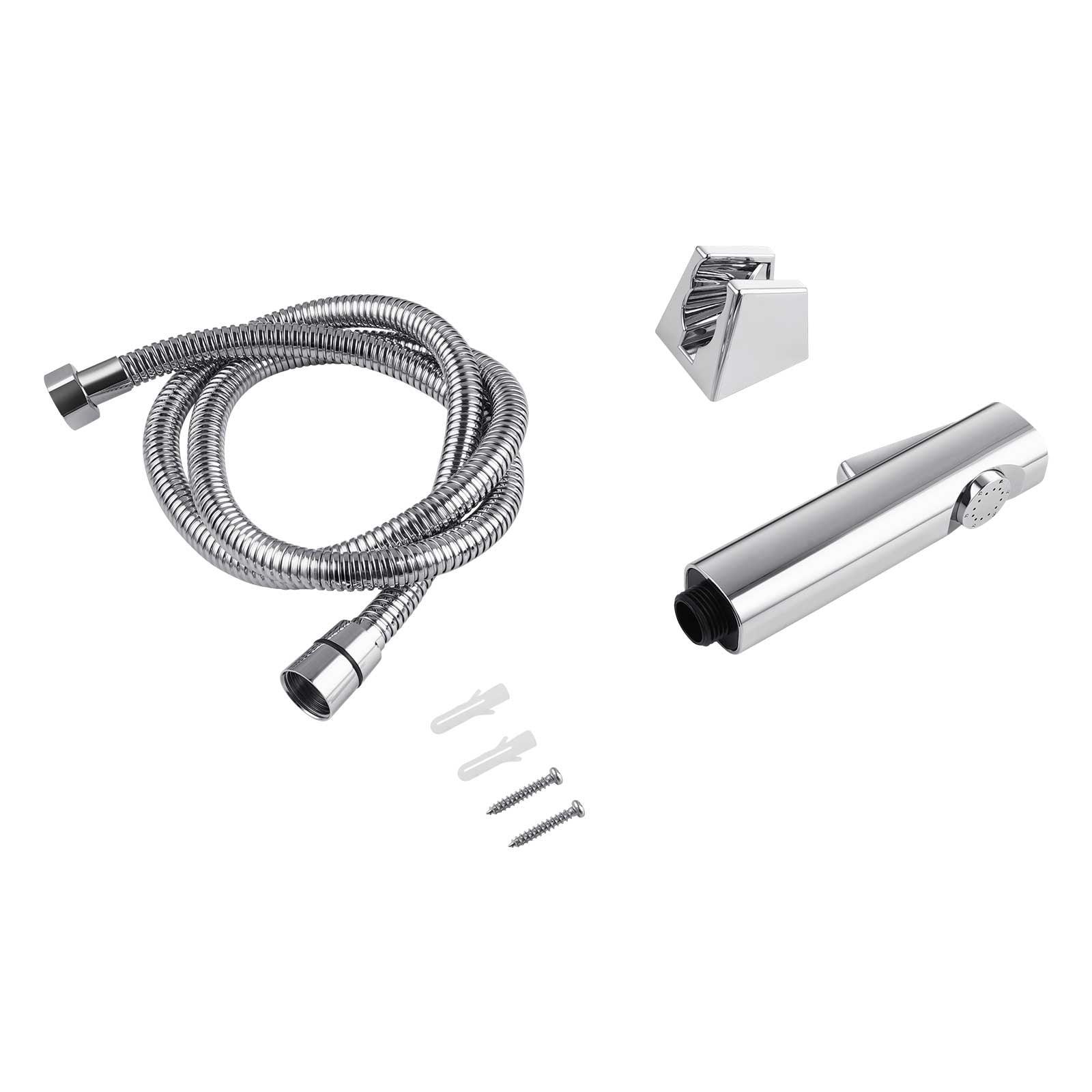 Round Chrome ABS Toilet Bidet Spray Kit with Stainless Steel Hose - Living and Bathroom
