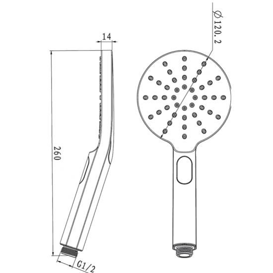 Round Black ABS 3 Function Handheld Shower Only - Living and Bathroom